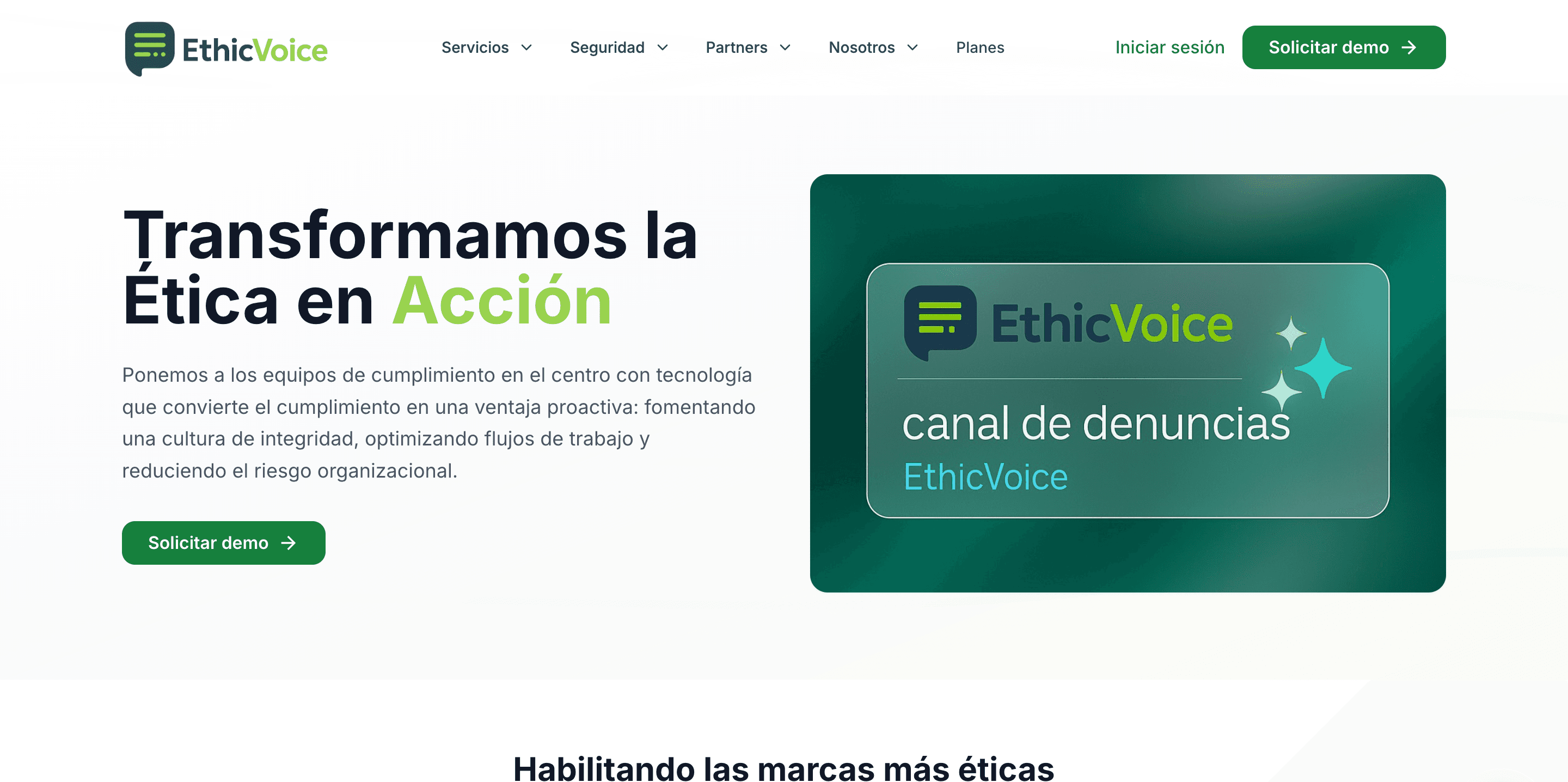 EthicVoice project by Andrés Vélez - Corporate ethics and compliance platform. Multi-channel whistleblowing system with ISO 27001-level security, available in over 75 languages for global organizations.